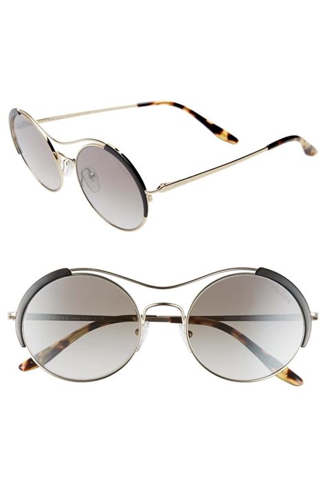 prada round wood sunglasses|prada 53mm round sunglasses.